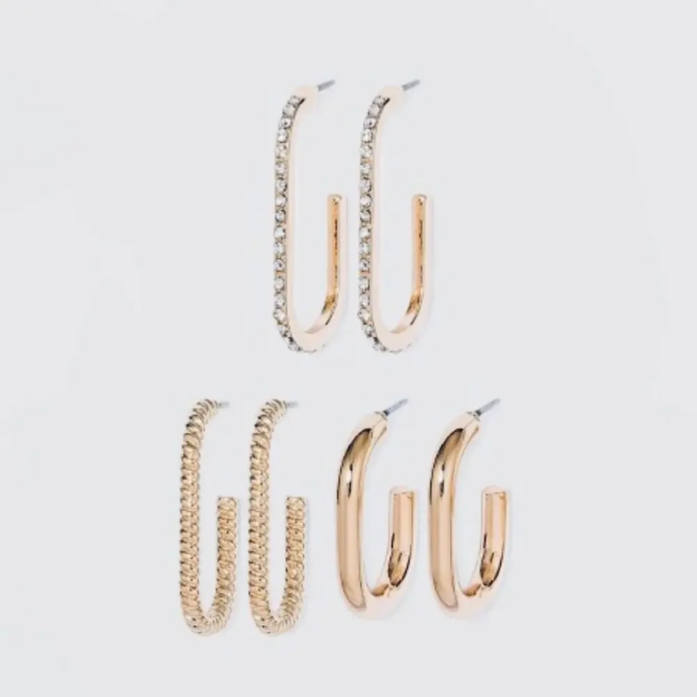 Sugarfixby BaubleBar Gold Huggie Hoop Earring 3pc Set New